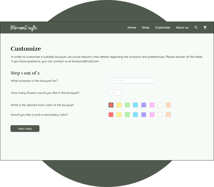 Customization step 1